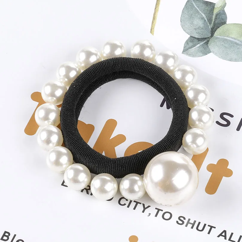AWAYTR 2pc/set Pearl Hair Rubber Elastic Hair Bands for Women Scrunchies Ponytail Holder Girls Hair Ties Ropes Hair Accessories - Цвет: 41-C