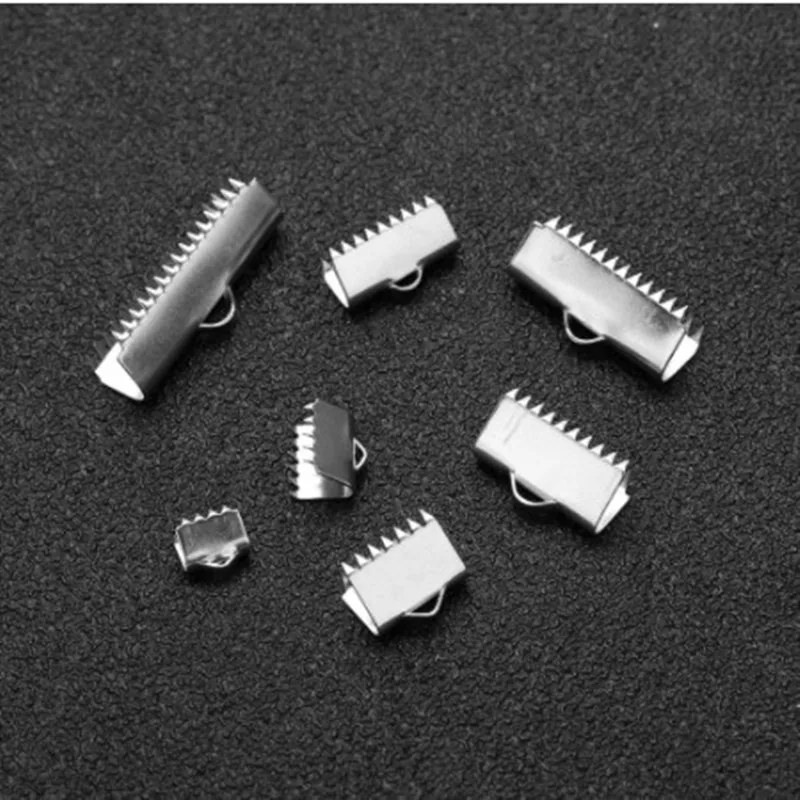 Start-up 20pcs/lot Smooth Stainless Steel Ribbon Clip Clamp Cord Crimp End Cap Tip Pinch Necklace Bracelet Connector Finding DIY | Украшения