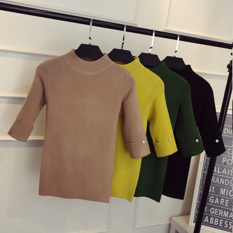 OHCLOTHING рукав голова пять весна-осень облегающий свитер с высоким воротником |