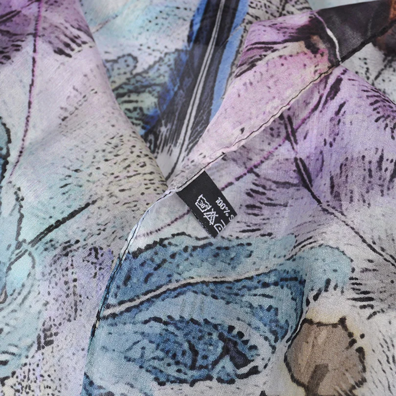 Женский Длинный пляжный шарф BYSIFA фиолетовый или серый из 100% чистого шелка