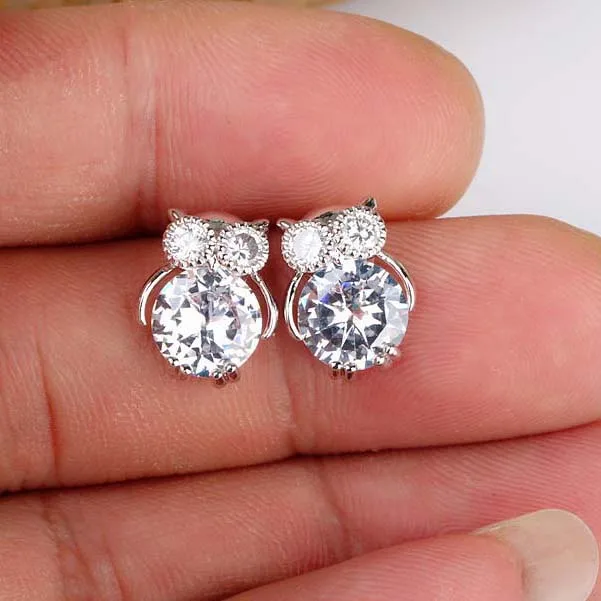 

High quality zircon inlaid simple natural fashion wild owl zircon earrings