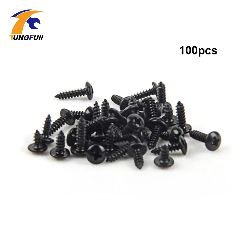 TUNGFULL черный M2x10mm кепки шурупы Болты Винты под крестовую отвертку деревянные
