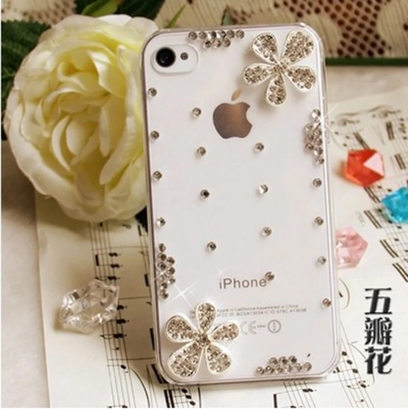 2016 Crystal rhinestones Silver Flower Blue dragonfly Cover diamond case For Huawei P8 LITE |