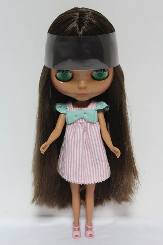Кукла Blygirl Blyth темно коричневые прямые волосы телесная кукла обычное тело 7