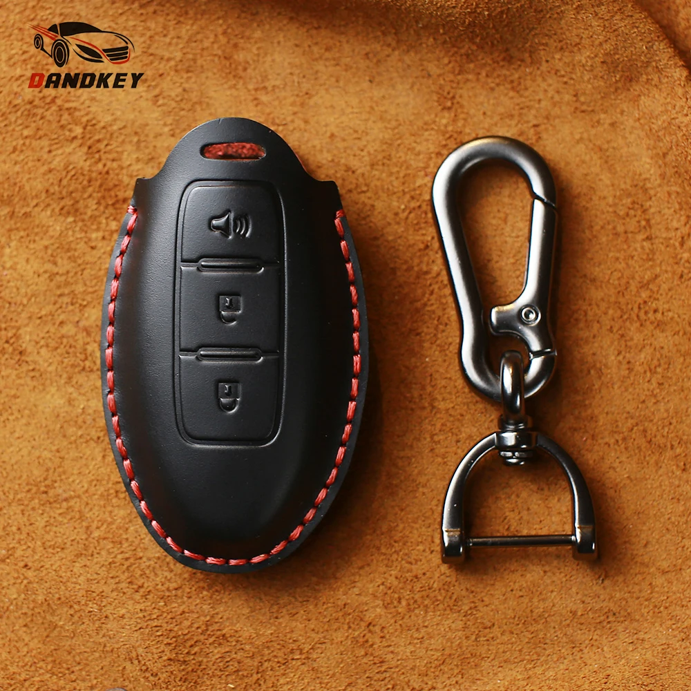 Кожаный чехол для ключей Dandkey Nissan Qashqai Pathfinder Versa Tidda Murano Rogue X Trail Smart Car Remote Key