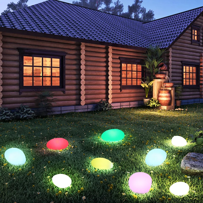 Ins Hot Cobblestone lawn garden lamp waterproof anti-drop stone-shape LED Remote control party wedding decoration | Освещение