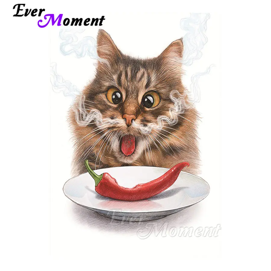 

Алмазная картина Ever Moment с изображением кота, квадратная вышивка крестиком 5D, украшение для Стразы «сделай сам», домашняя вышивка, S2F1418