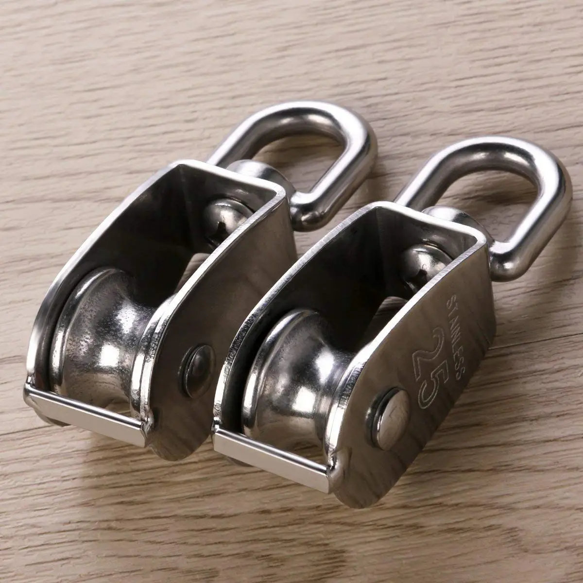 2Pcs 25MM Single Pulley Block in 304 Stainless Steel M25 Roller Loading 400kg - Silver | Инструменты