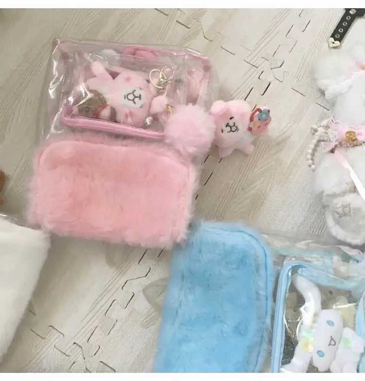 Япония Харадзюку девушки Kawaii Bling Прозрачный школьный рюкзак пушистый Itabag прозрачный рюкзак плюшевый мяч подарок