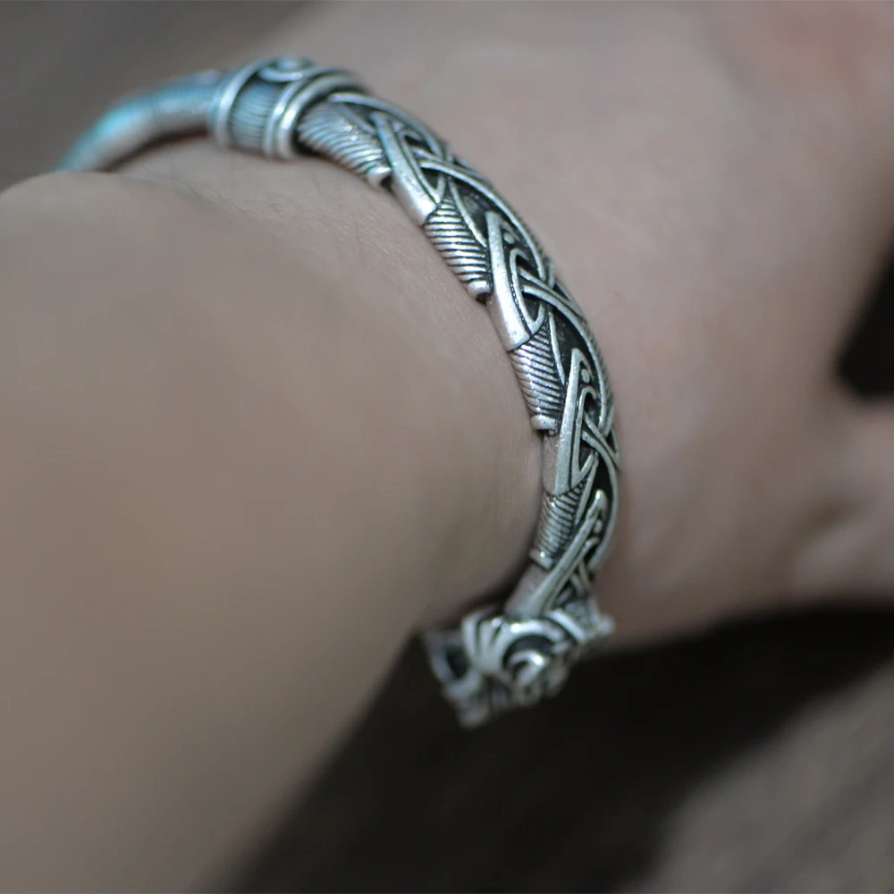 

LANGHONG 1pcs Viking Bracelet and Bangle Wolf Head Bracelet For Men and Women Talisman Jewelry