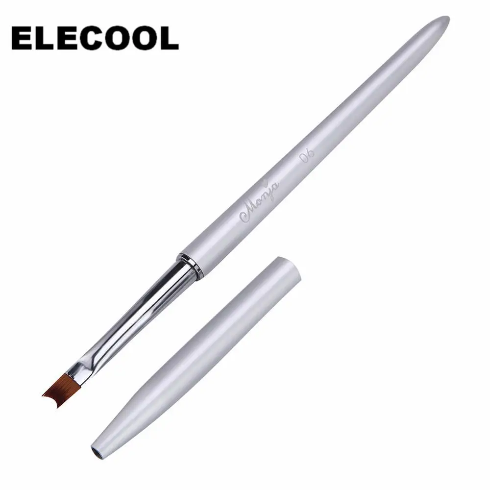 06 ELECOOL профессиональная кисть для дизайна ногтей, ручки с металлической ручкой для УФ-геля, рисования, накладки, кисти для ногтей, маникюрные инструменты - Цвет: 06