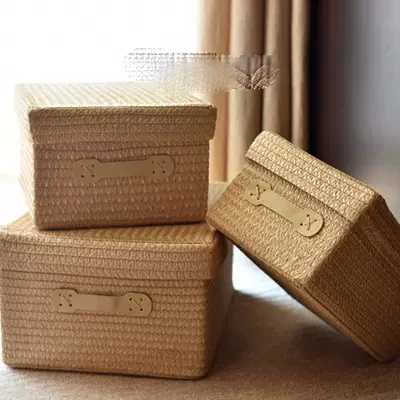 Закрытая Коробка для хранения Утепленная обувь с имитацией травы плетеная