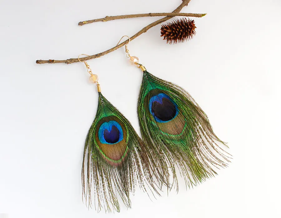 F & U карнавал фестиваль Павлин висячие серьги золотистого цвета Богемские