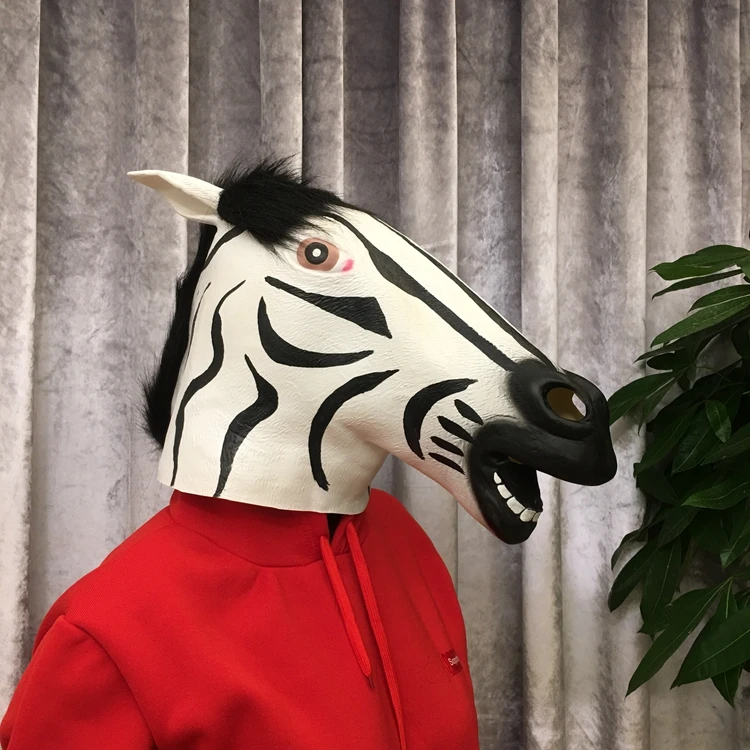 Пользовательские Латексные Маски зебры головные уборы маска для животных