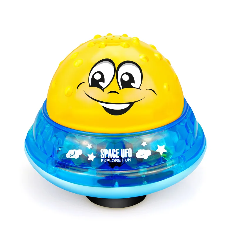 Yellow with Base Забавные детские Игрушки для ванны, Электрический индукционный водяной спрей, игрушки для детей, музыкальный светильник, Детская ванная комната, плавающая, мигающая игрушка для игры в воду - Цвет: Yellow with Base