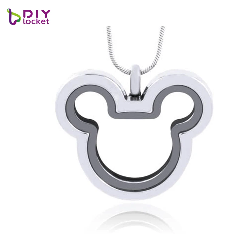 Diylocket Микки кулон ожерелье с цепочкой металлические простые магнитные живые