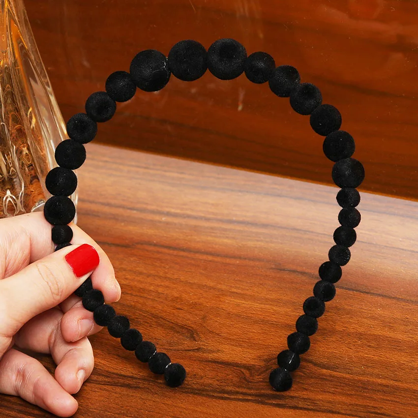 Solid Black LEVAO новые бархатные жемчужные бусины на головной повязке повязка для волос для женщин элегантные бисерные полосы обруча для волос повязки для волос аксессуары для волос для девочек - Цвет: Solid Black