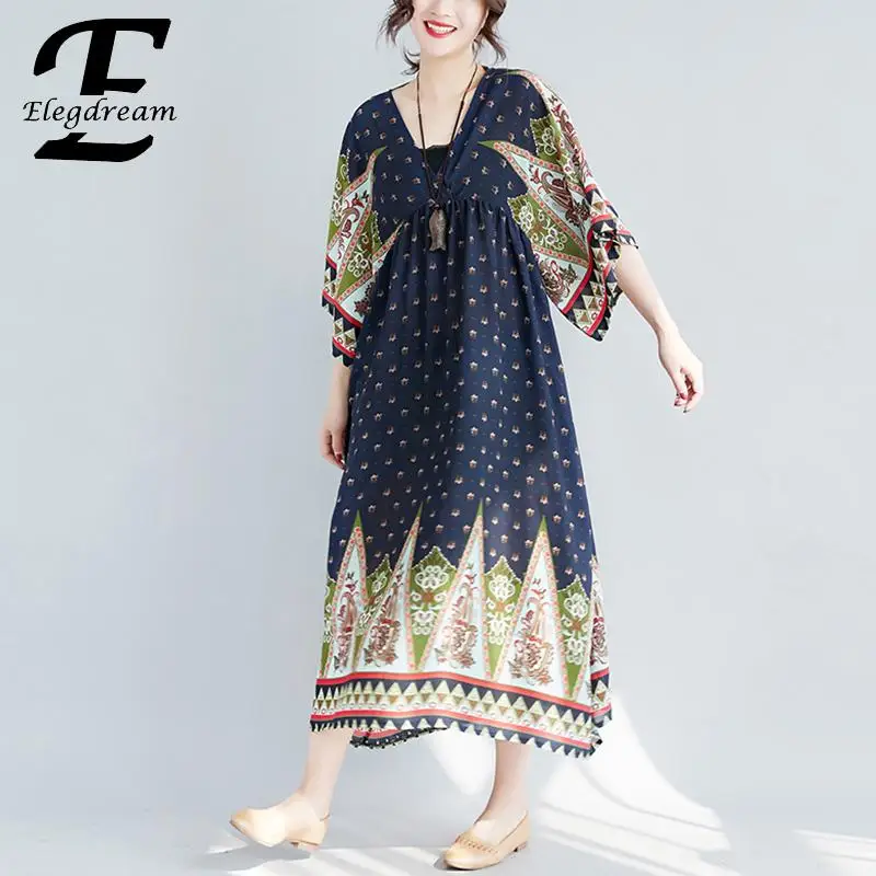Женское платье-туника Elegdream повседневное свободное пляжное длинное платье с