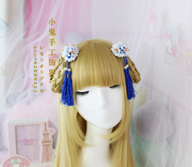Sapphire Костюм в стиле Косплей шпилька Hanfu заколки для волос заколки древний костюм ленточный обруч аксессуары для волос Лолита Мягкая сестра шпилька для волос - Цвет: Sapphire
