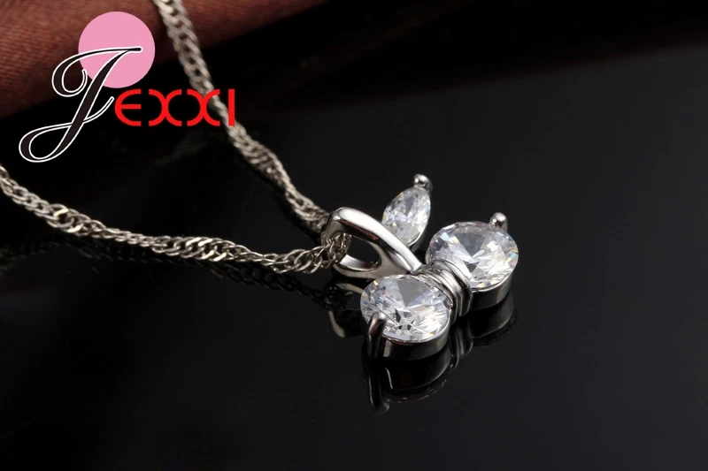Цепочка из серебра 925 пробы с двумя кристаллами в форме арахиса|fashion jewelry|jewelry