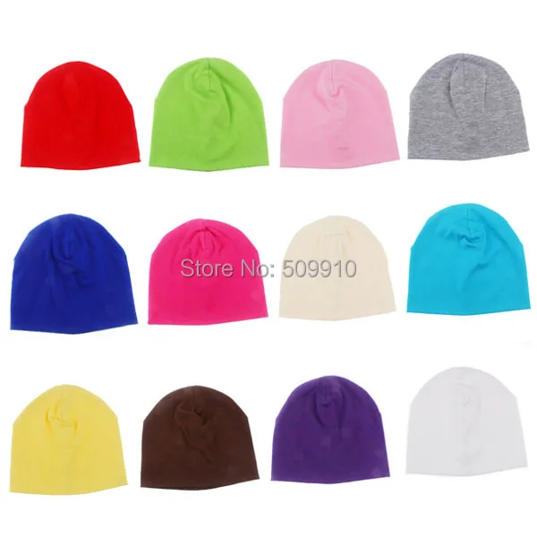 

New Spring Autumn Cotton Baby Pure color Hat Candy Color Boy Girl Infant Caps Newborn Baby Beanies Two Sizes 10pcs/lot SW050