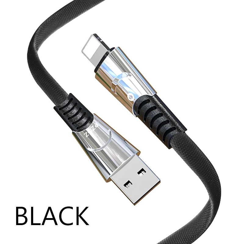 Black PZOZ для iphone Xs Max зарядный кабель Usb цинковый сплав металл быстрое зарядное устройство для iphone X 8 7 6 s 6s 5S короткий Шнур кабель для мобильного телефона - Цвет: Black