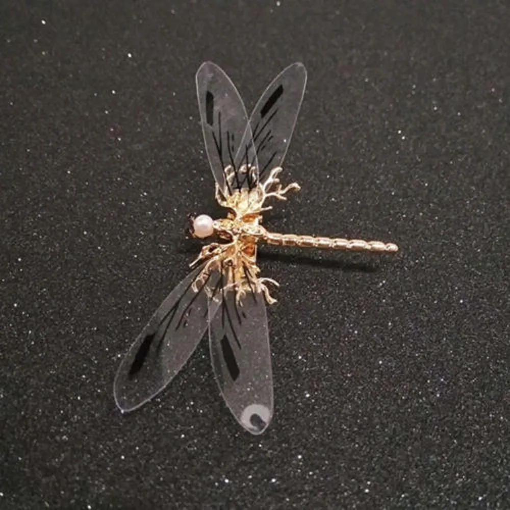 

Charm Dragonfly Hair Clip Pearl Bridal Headdress Gold Hairpins Wedding Jewelry