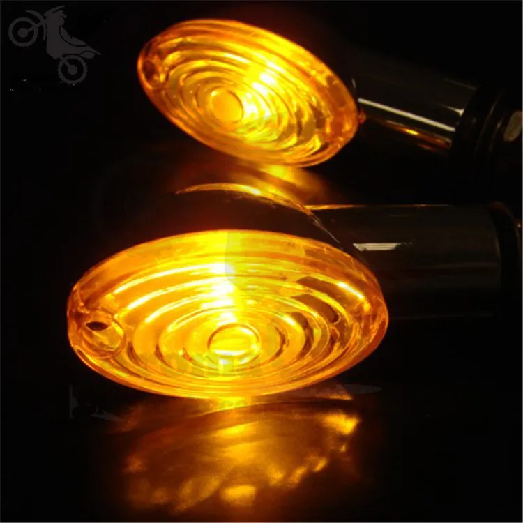 

set of 4 PCS pro motorcycle Turn signal light chrome sliver motorbike LED indicator amber blinker motocross yellow lamp flashers
