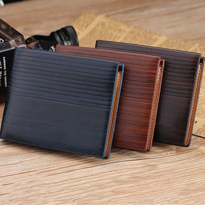 Модный мужской кошелек кожаный короткий маленький винтажный тисненая сумка для