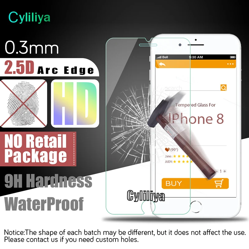 500pcs Wholesale HD Clear 2.5D Tempered Glass Screen Protector for iPhone 8 plus X 5 5S SE 6 6plus 6s 7 Protective Film | Мобильные