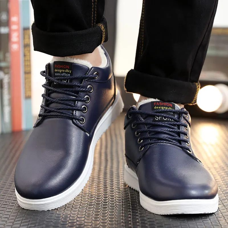 Tangnest/мужская повседневная обувь из искусственной кожи модные теплые ботильоны