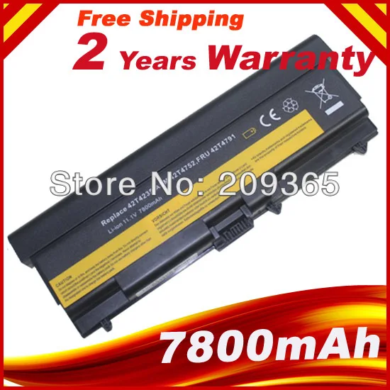 Батарея T520 с 9 ячейками 7800 мАч для Lenovo ThinkPad Edge L410 T420 T410 L420 T510 E40 E50 L512 L412 L421 L510 L520 SL410