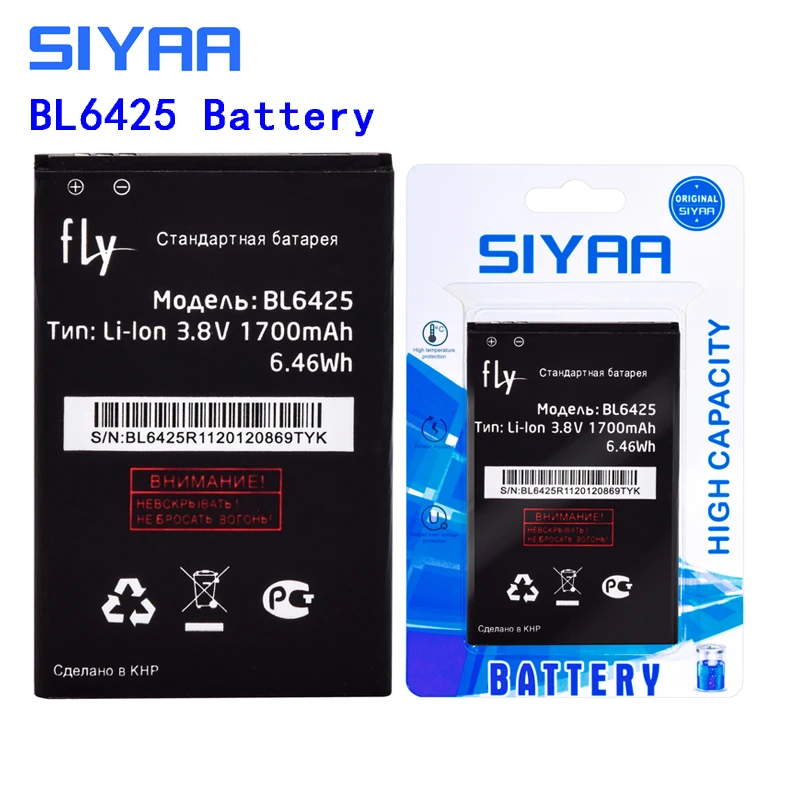 SIYAA мобильный телефон Батарея BL6425 BL4013 BL4247 BL3819 для FLY IQ441 IQ442 IQ4514 FS454 Nimbus8 IQ 441 442 литий
