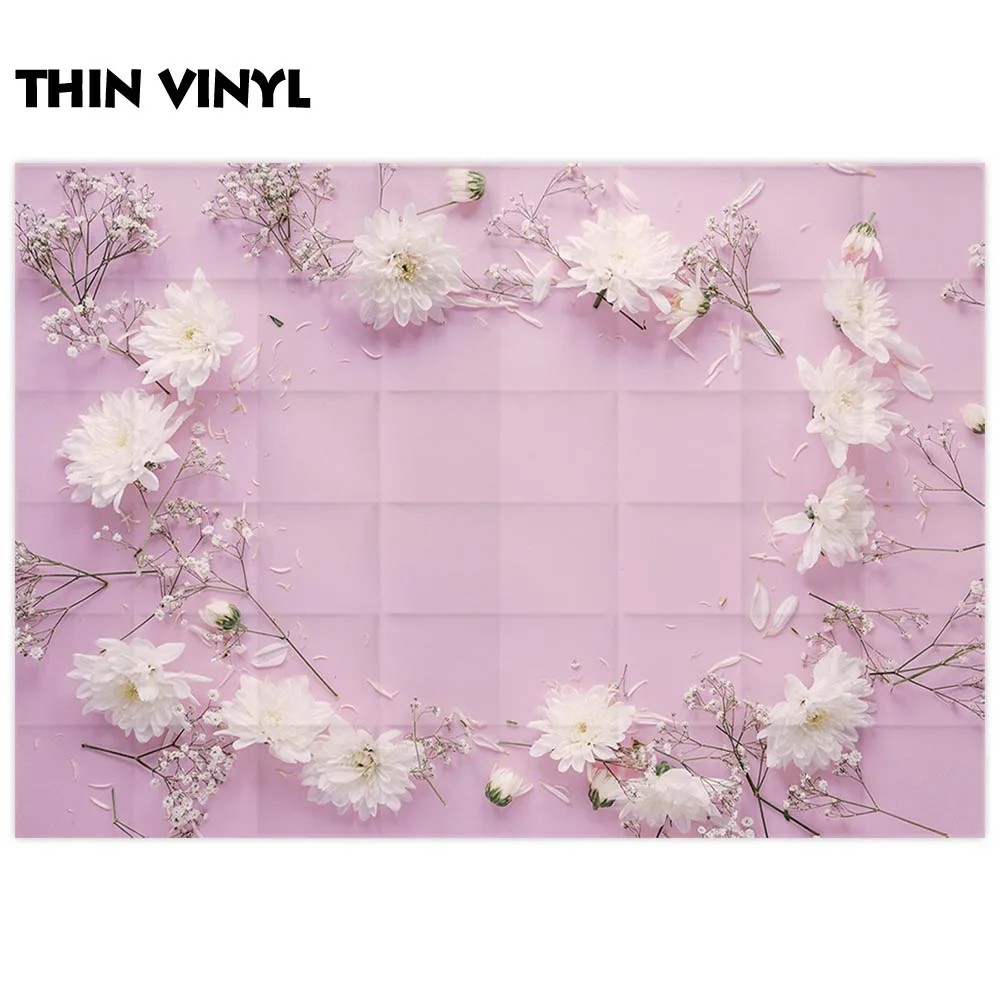 Фон для фотосъемки Allenjoy обои с белыми цветами Свадебный розовый пастельный фон