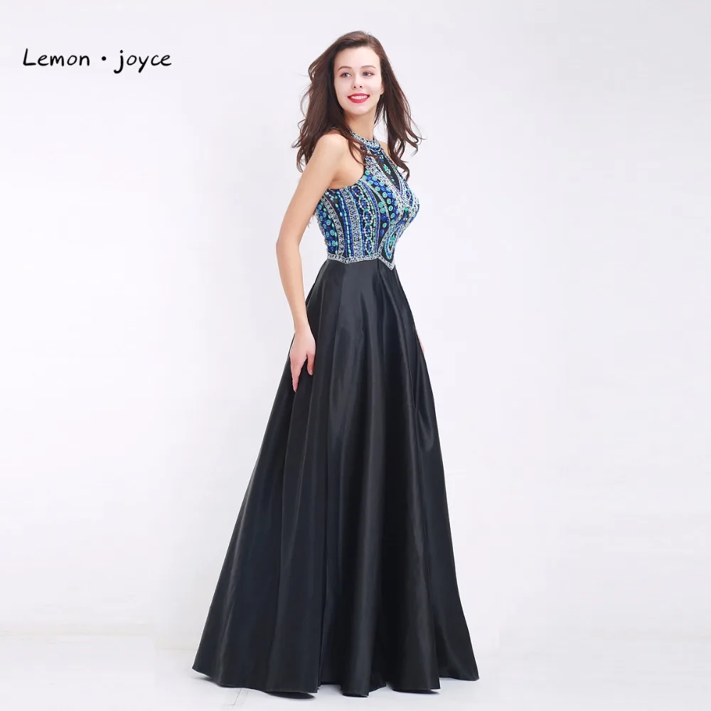 Женское вечернее платье Lemon joyce длинное черное на бретельках без рукавов с