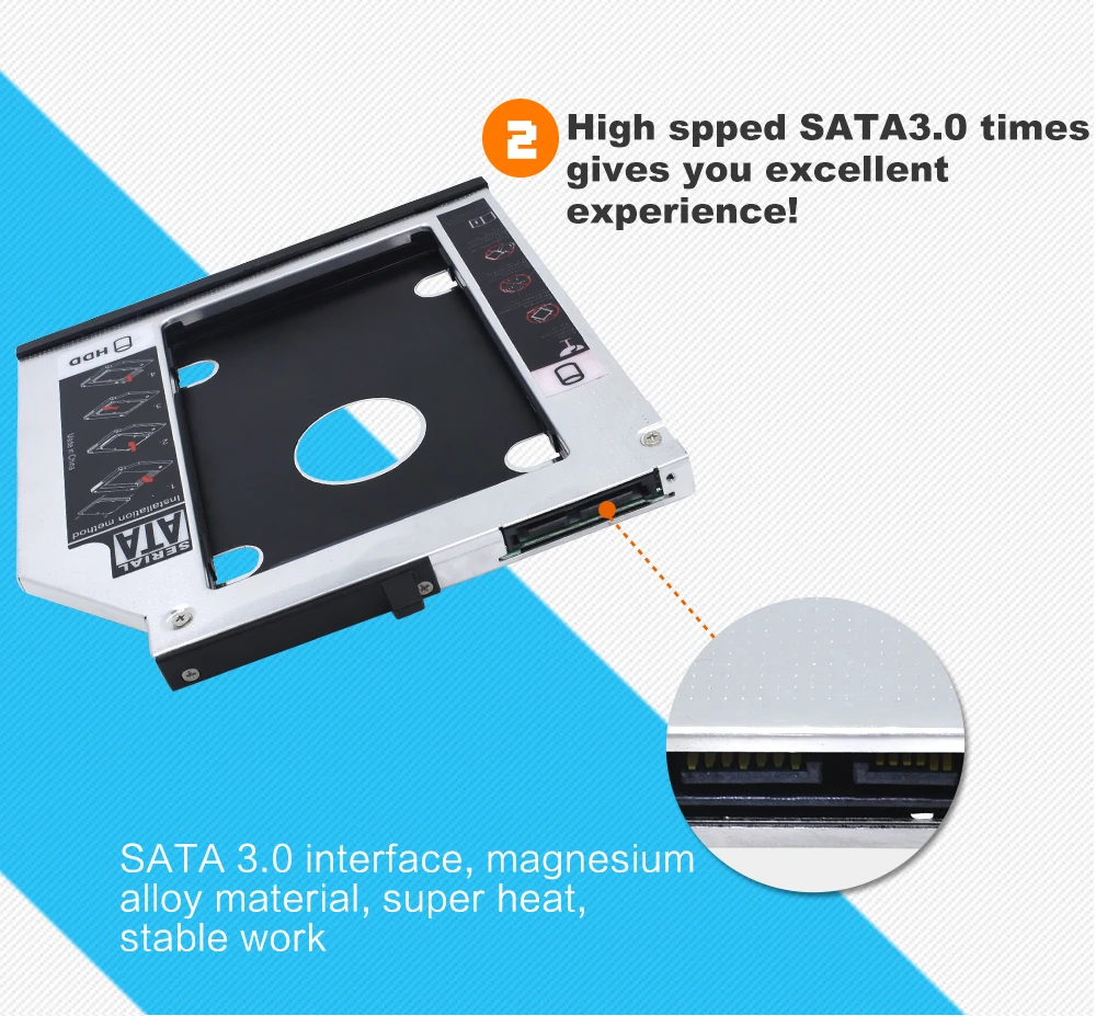 TISHRIC Алюминий 2nd HDD Caddy 9,5 мм SATA 3,0 2," SSD корпус Optibay для lenovo ThinkPad T400s T400 T410 T410s T420s