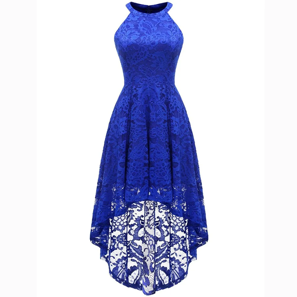 Женское винтажное кружевное коктейльное платье с лямкой на шее высокой посадкой