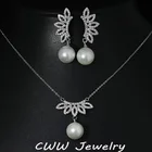 Новый дизайн 2019, микро-закрепка, цветок, кулон с фианитом, ожерелье и серьги, Женские Ювелирные наборы с жемчугом cwwzircon T083