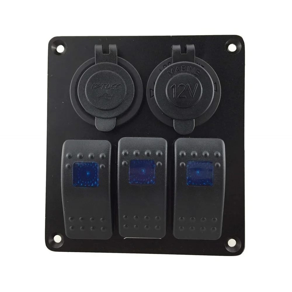 Кулисный Переключатель Панель 3 комплекта 12 24V Мощность разъем Dual USB