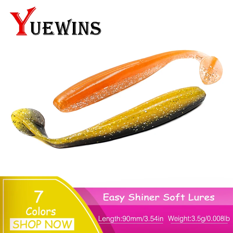 YUEWINS 6 шт./лот мягкие силиконовые приманки для ловли карпа двойного цвета 90 мм 3 5 г
