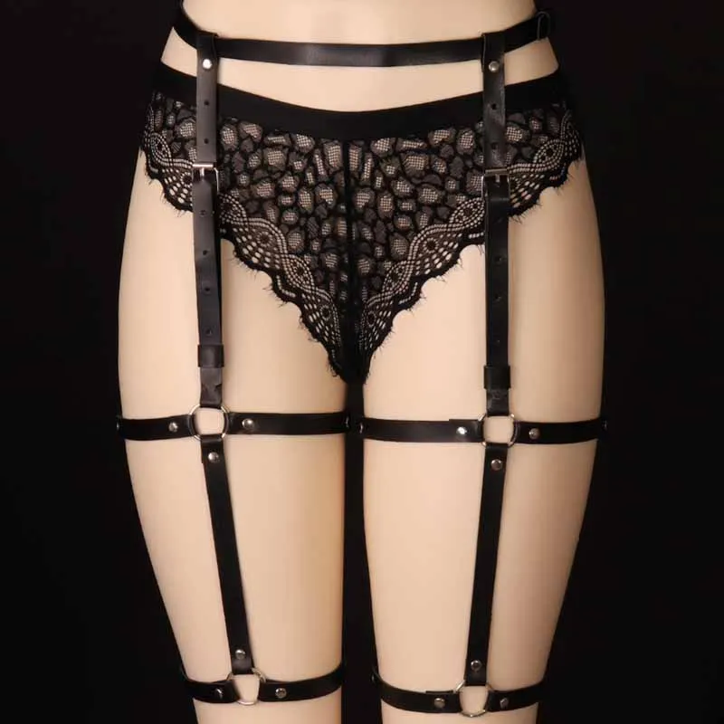 Black PG0132 Кожаный пояс с подвязками, Бандажное белье, Одежда для танцев, клубов, вечеринок, нижнее белье, женские черные готические чулки, подтяжки, нижнее белье - Цвет: Black PG0132