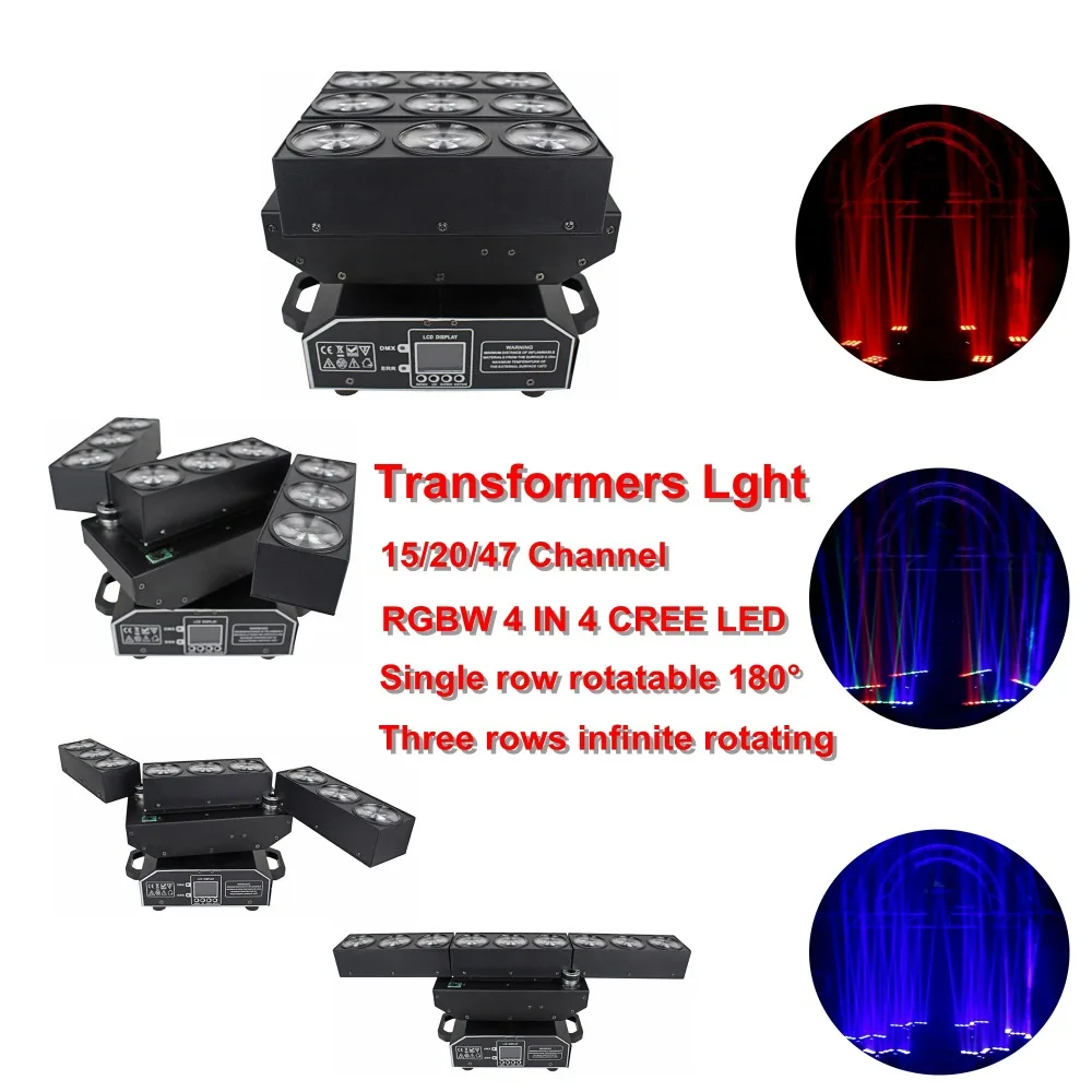 

1XLot новейшая деформационная матрица высокого качества 9X10W RGBW Quad Color CREE светодиодный S LED движущаяся головка луч свет 15/20/47 канала
