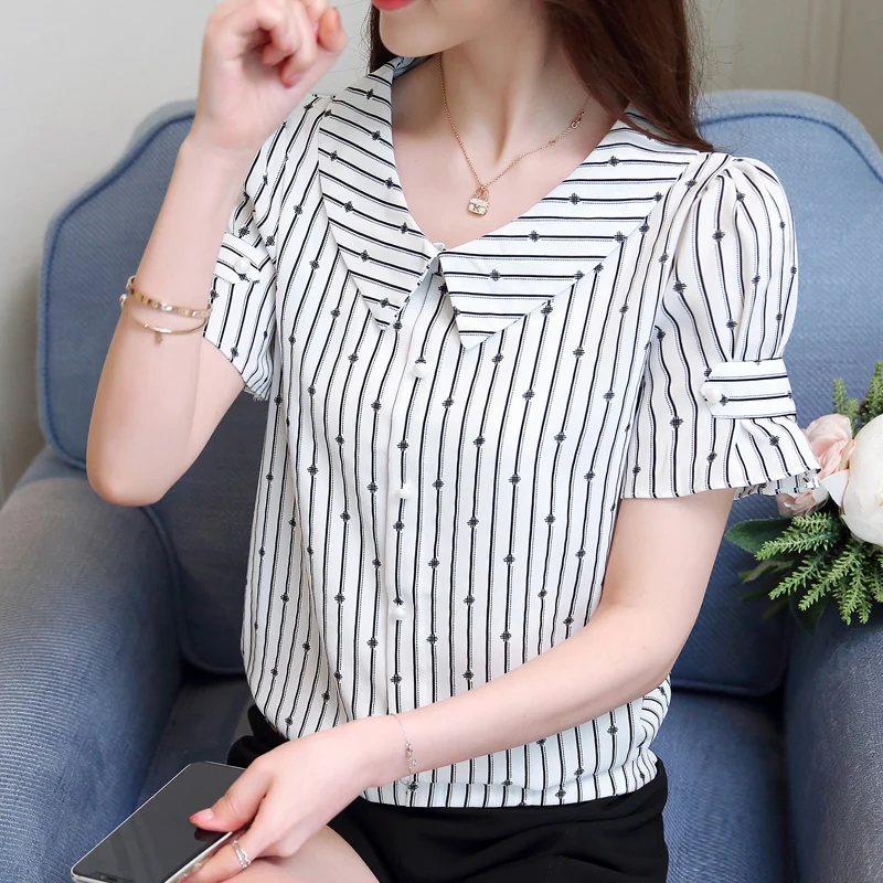 Модные женские блузки 2021 летние топы с коротким рукавом шифоновая блузка рубашка