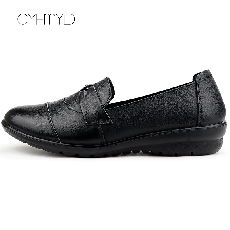 WF-17161-Black Натуральная кожа Женские туфли-лодочки черная обувь размер 35-41 и выше, стразы Лоферы Весенняя модная повседневная обувь с круглым носком женская обувь - Цвет: WF-17161-Black