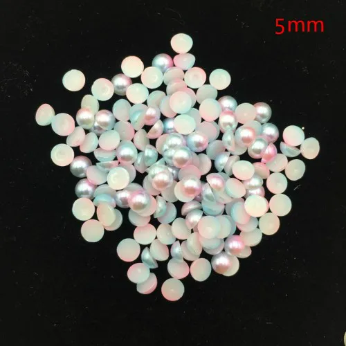5mm pink Полукруглый смешанный жемчуг цветной плоский задний магический дизайн Русалка градиент симфония амулеты бусины ювелирные изделия DIY 3D украшения ногтей - Цвет: 5mm pink