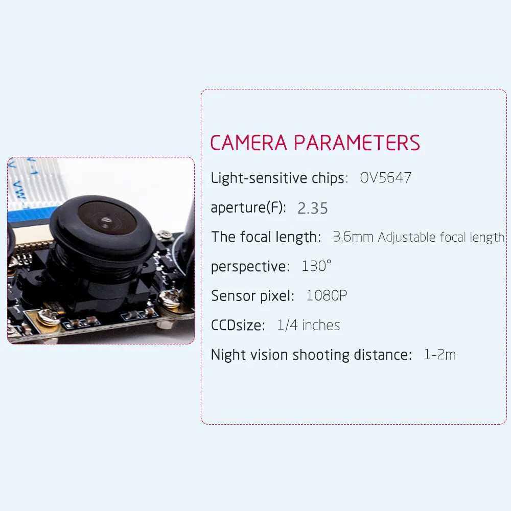 Raspberry Pi4B IR Camera Night Vision Focal Adjustable 5MP 1080P Fish Eye Wide Angle Module Compatible with All RPI Board | Электронные