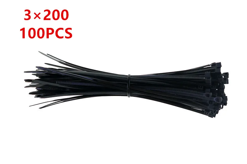 3 x200 Black 100 шт. 3X60/80/100/120/150/200 мм черный, белый цвет молочный кабель провод кабельные стяжки самоблокирующиеся Нейлоновые кабельные стяжки - Цвет: 3 x200 Black