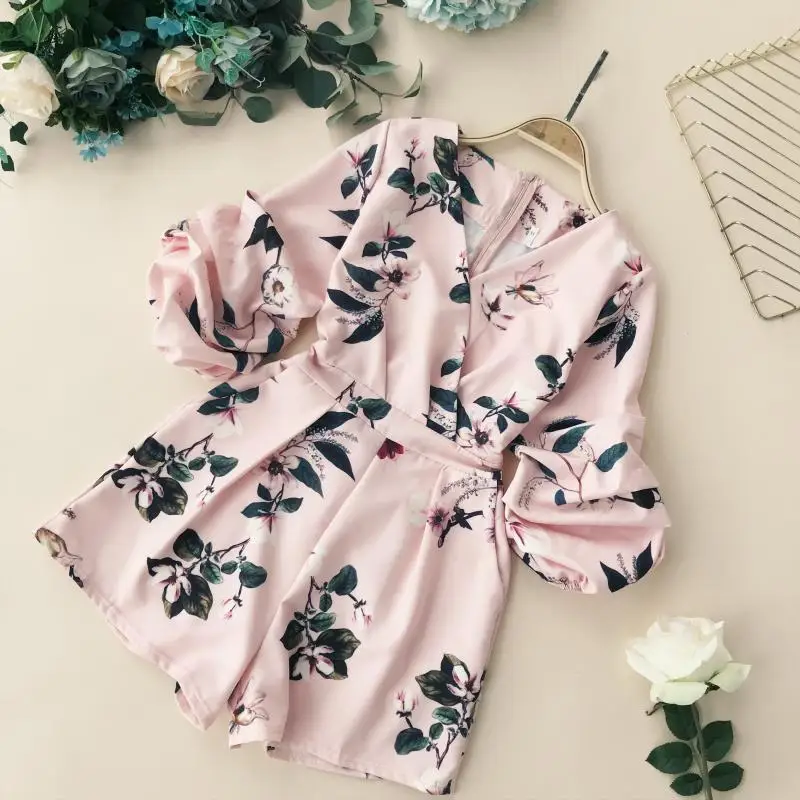 Женский комбинезон с широкими штанинами Облегающий v образным вырезом рукавами