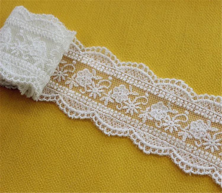 4Yds/лот 5 см в ширину Exquisitewhite искусственный шелк с вышивкой виде кружева одежда
