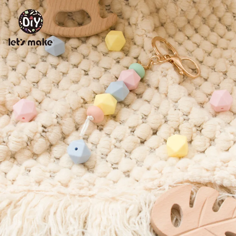Let's Make 10pcs Baby Teether 14mm Hexagon Bpa Free Silicone Beads Food Grade Teething Toys Diy Pacifier Chain Silicone Teethers